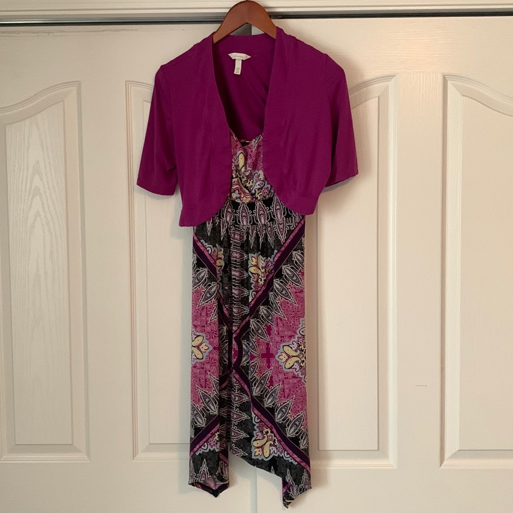 Soma Strapless Dress with Pink and Black Pattern